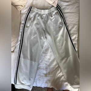 Adidas White Sweatpants with Black Stripes (S)